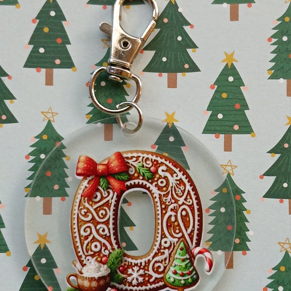 Clear acrylic Christmas keyring 