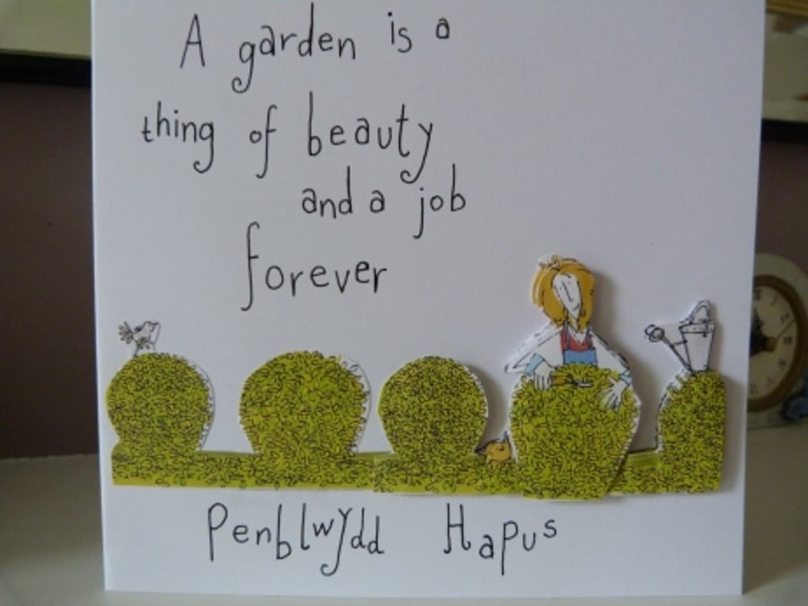 Topiary Birthday Card -Penblwydd Hapus