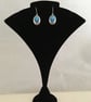Blue Offset Oval Drop Earrings in Blue - Image 3