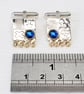 Handmade sterling silver cufflinks with blue Spinel gemstones. Stone choice. M. - Image 3