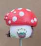 Red attic room  mushroom Fairy home House plant pot ornament - Pot Pal - Image 2
