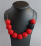 Chunky Red and Black Colour Block Necklace - Bright, Fun, Statement Jewellery - Image 1