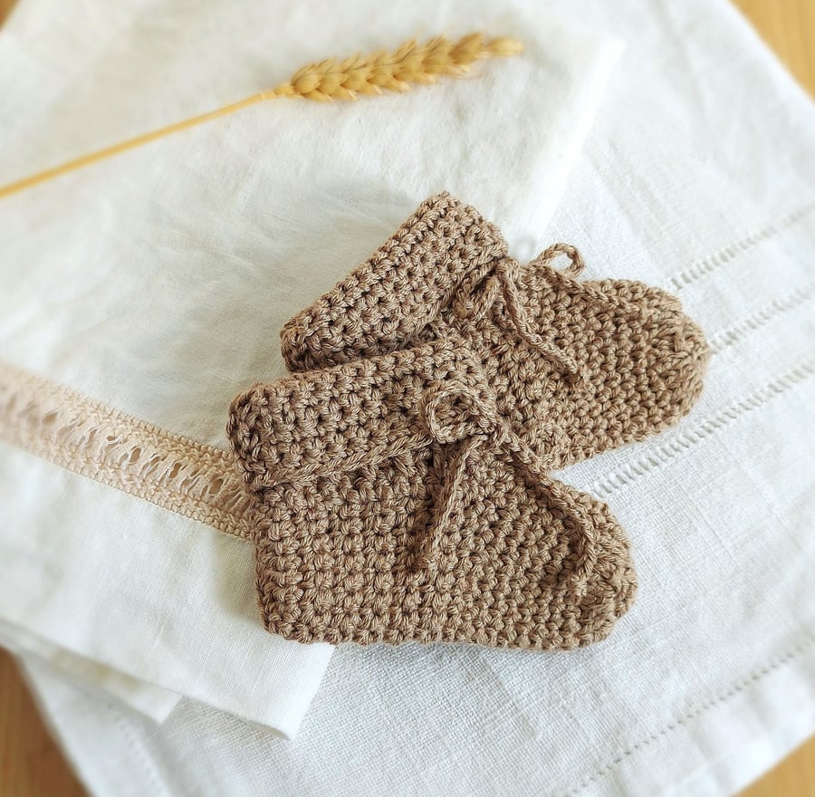 Bamboo Baby Booties, sand shade, Bamboo Collection, 0-3 up to 5 months