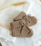 Bamboo Baby Booties, sand shade, 0-6 months - Image 1