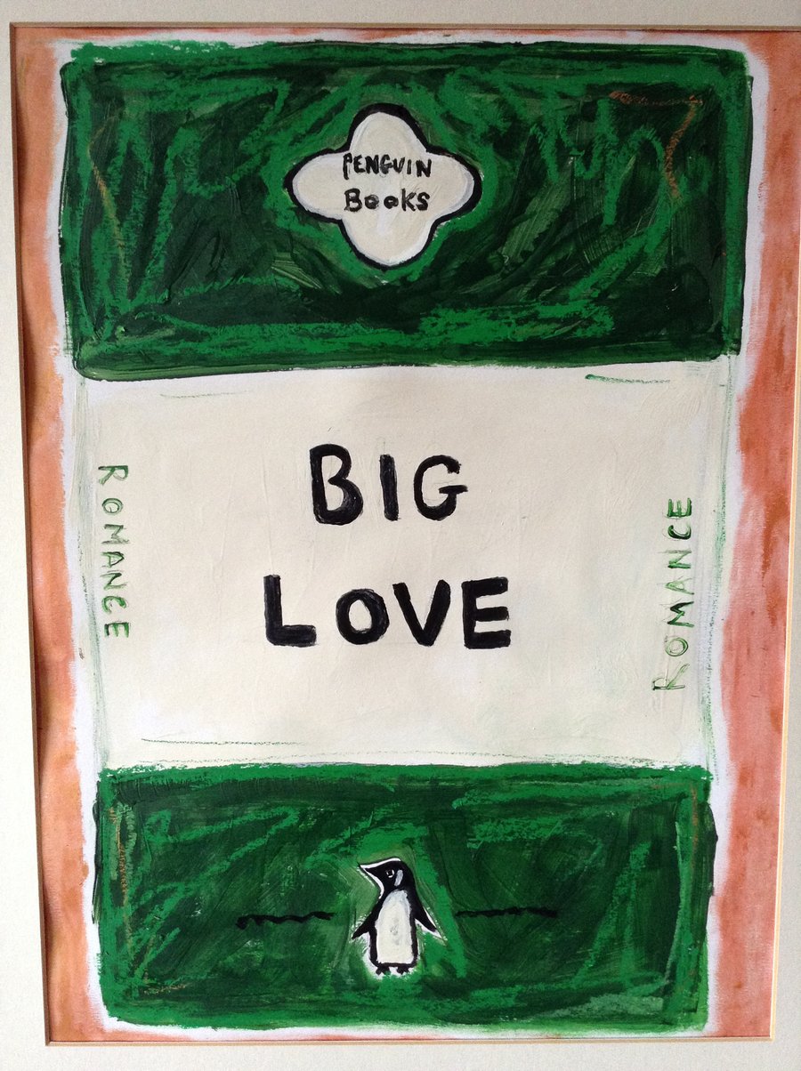 Penguin book cover. Original painting. Big Love, valentine, wedding. art