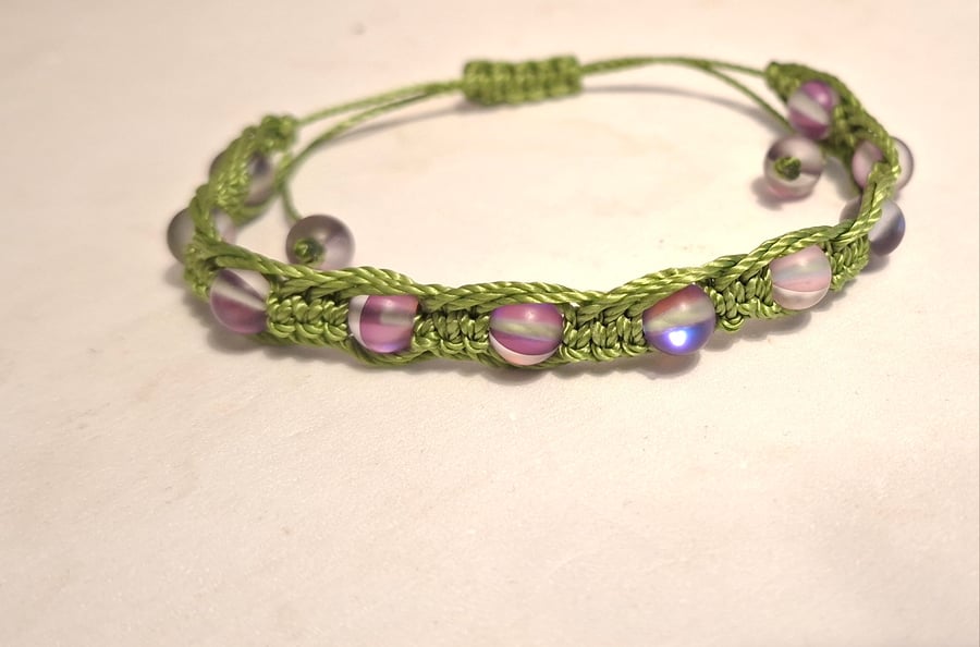 Macrame herringbone adjustable bracelet