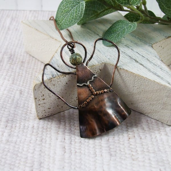 Copper Angel Decoration with African Turquoise Gemstone
