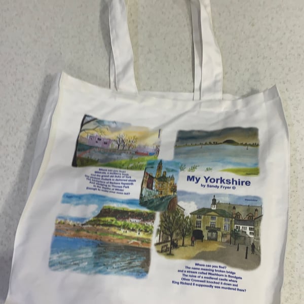 Yorkshire themed artwork and poetry gusseted bag.