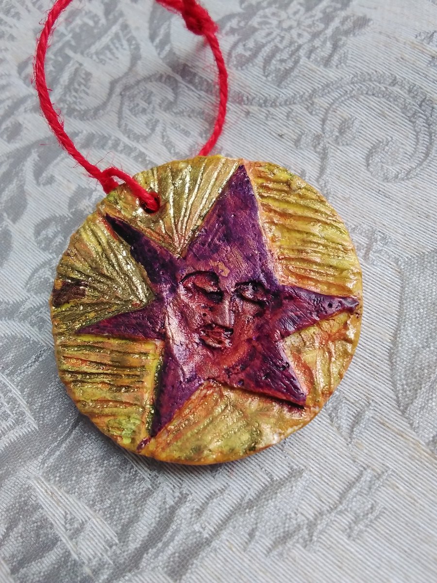 Deep Purple Gold Star Decoration
