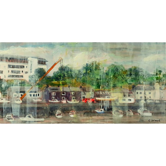 Framed Painting Richmond Walk Devonport Plymouth Mixed Media on Yupo paper 