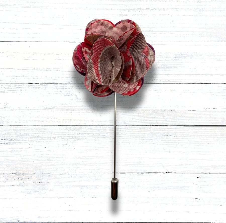 Flower Lapel Pin, Pink Flower, Wedding Buttonhole, Christmas Gift