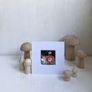 Original Resting Fox with Blue  Mushrooms Watercolour 