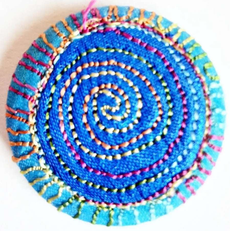 Buttons 1 inch button Hand Dyed Silks and Cottons Free Machine Embroidery Button