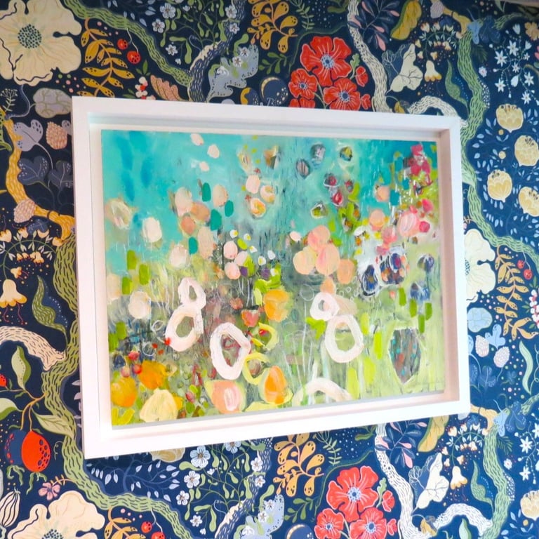 'Peaceful Place' Original Abstract Floral Landscape Painting by Jackie Reynolds