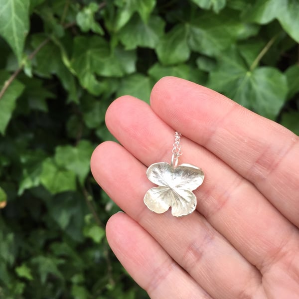 Sterling silver hydrangea necklace - silver flower necklace - Christmas gift