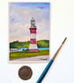 Original ACEO Miniature Watercolour Painting Smeatons Tower Lighthouse Plymouth