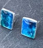 Enamel Studs, blue enamel studs, rectangle blue studs, sea studs, ocean studs,  - Image 8