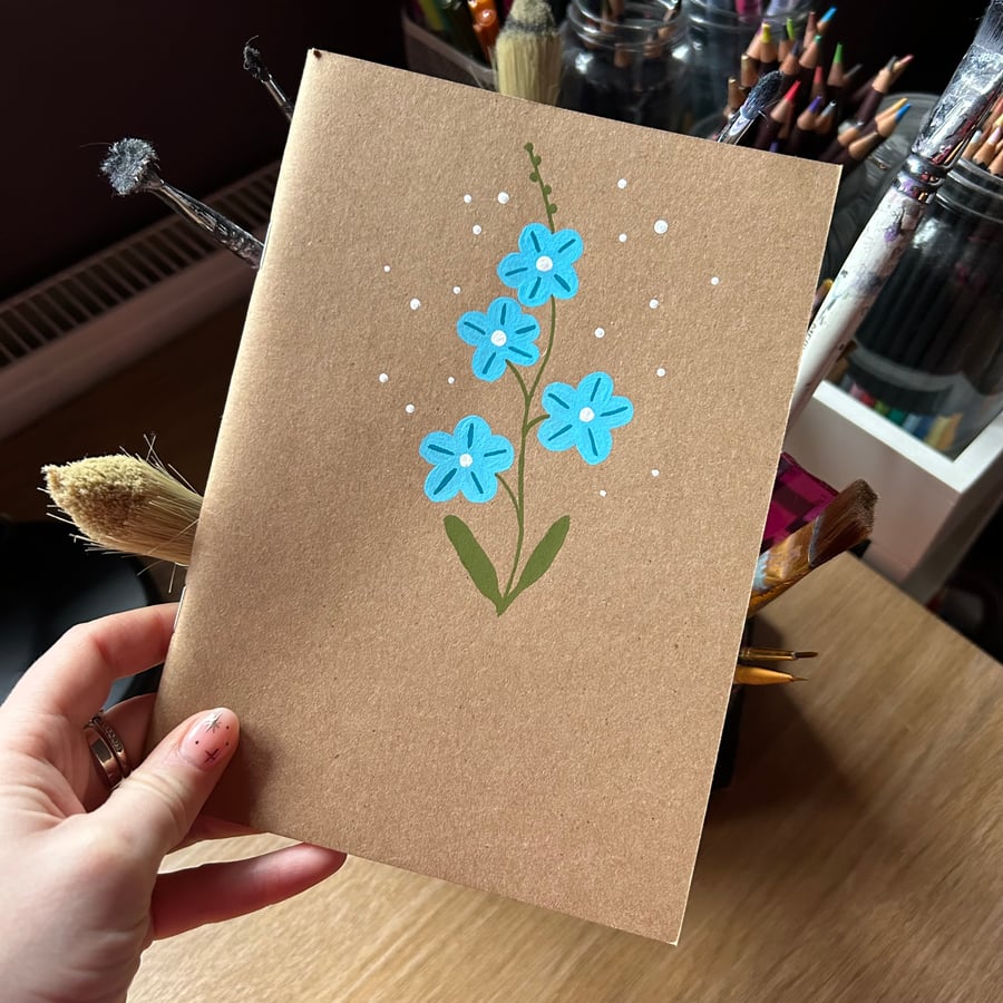 Flower Illustration Hand Painted A5 Sketchbook, Notebook