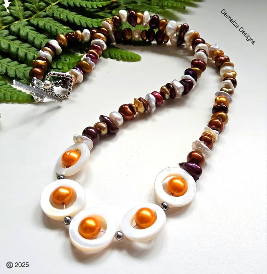 Designer Keshi Pearls & Mother of Pearl Necklace 