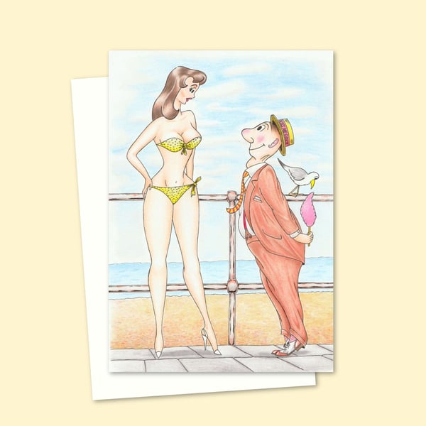 Beach Holiday Greeting Card - Seaside Postcard Humour Illustration (801)