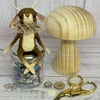 Spun Cotton Sitting Jackalope Art Doll Brown