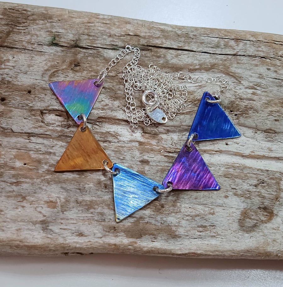 Coloured Titanium Small 'Bunting' Necklace (RESERVED FOR JULIE) - UK Free Post