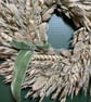 Natural Dried Wheat & Pampas Wreath – Sage Green Velvet Ribbon Scandi Decor - Image 3
