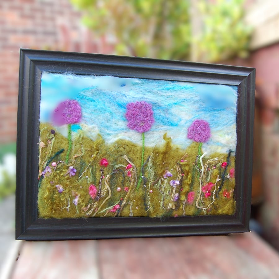 Flower Meadow - Needle felted picture - 