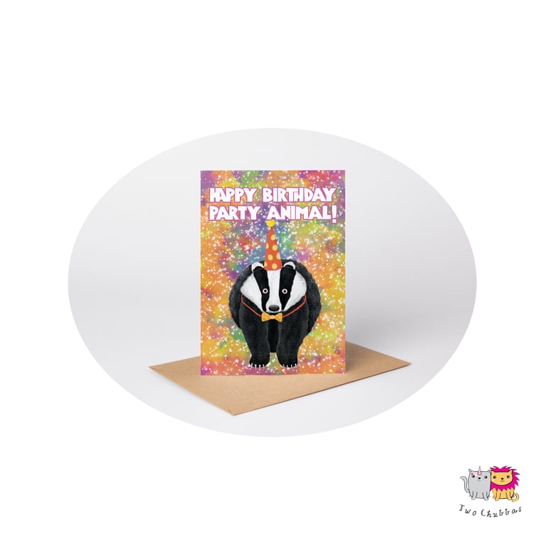 Badger Birthday Card, A6 Birthday Card, Cute Animal Birthday Card