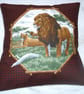 On Safari  Lions and Lioness on a  grassy plain cushion - Image 1