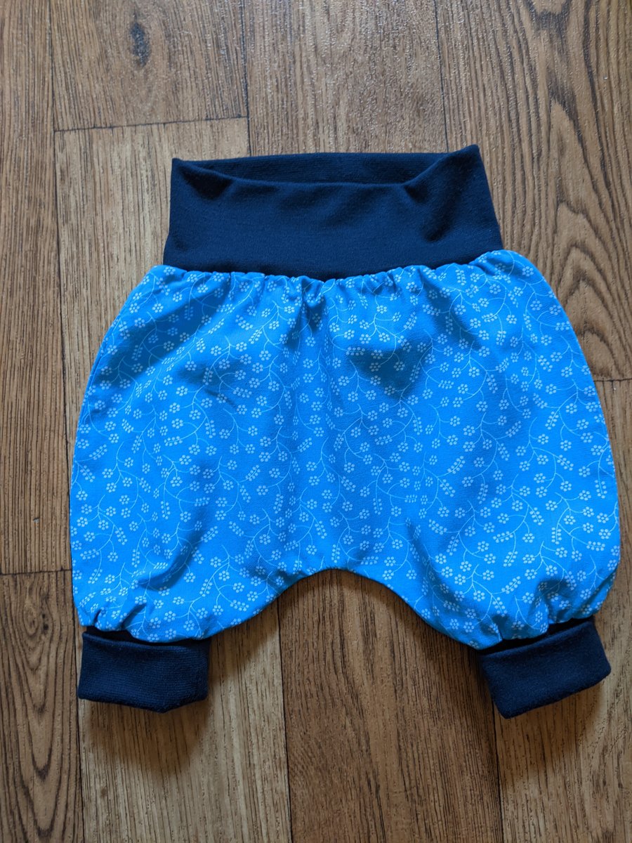 Blue Flower Baby Harems - 0-3 Months