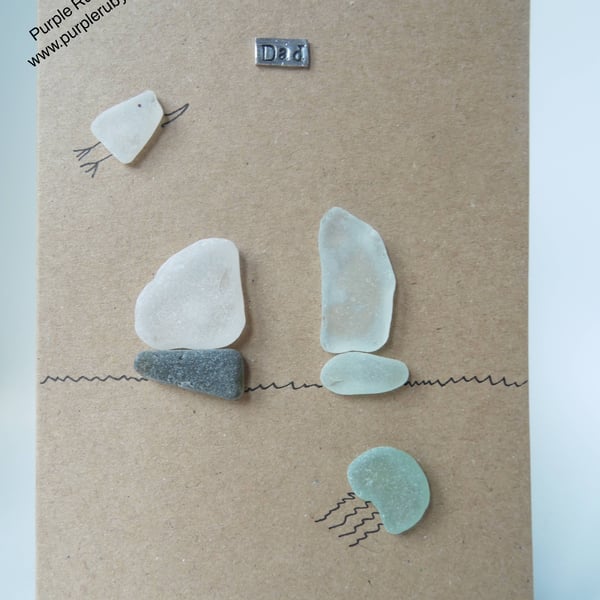 Sea Glass Sailing Ships - Dad - Fathers Day - Birthday Card C204
