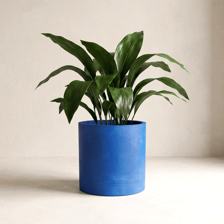 Large Statement 19 cm Round Blue Indoor Plant Pot Houseplant Planter