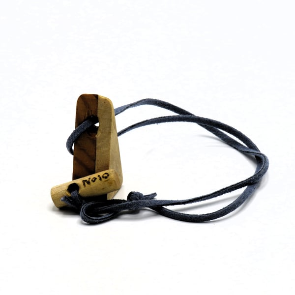 Handcrafted triangular 2 woods pendant & necklace: SKU-N10