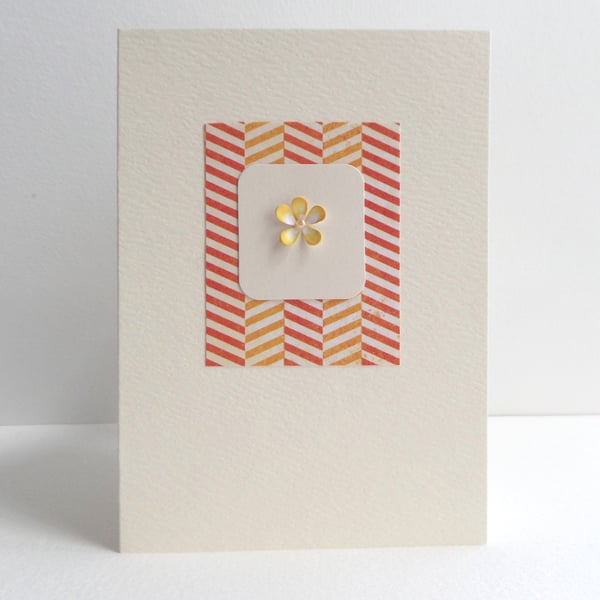 Tiny Flower Ivory Card - Yellow Chevron