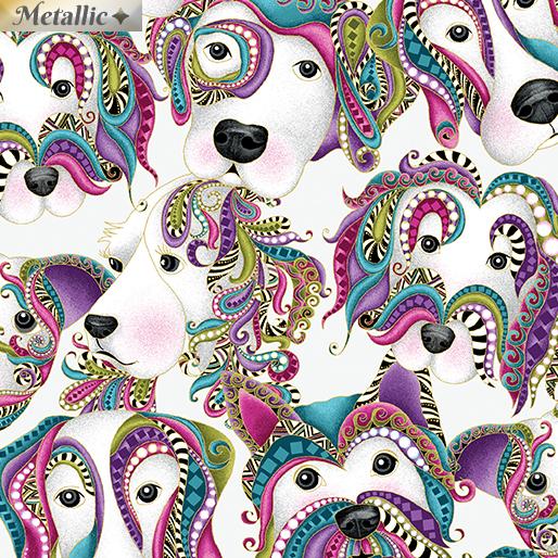 Dog On It - Let's Face It white multi - Benartex 