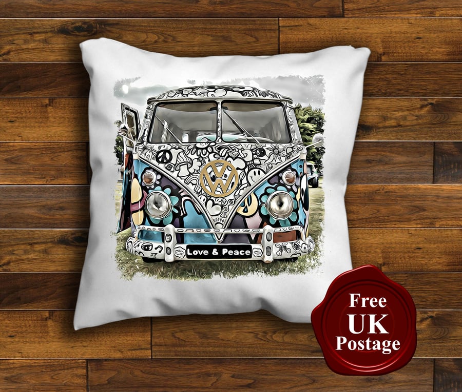 VW Splitscreen Campervan Cushion Cover, Choose Your Size