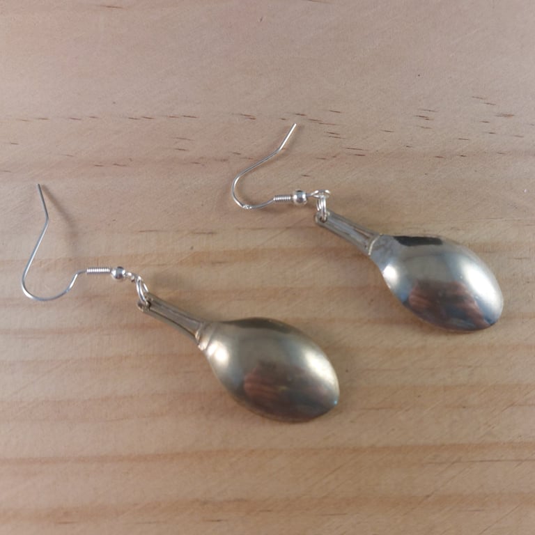 Upcycled Silver Plated Sugar Tong Spoon Earrings (SPE102511)