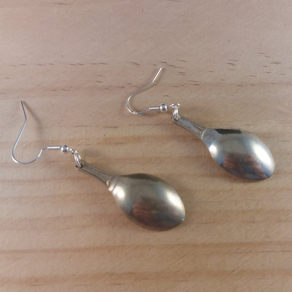 Upcycled Silver Plated Sugar Tong Spoon Earrings (SPE102511)