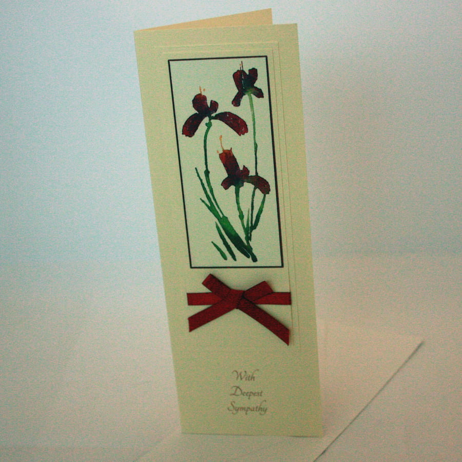 Red iris floral sympathy card