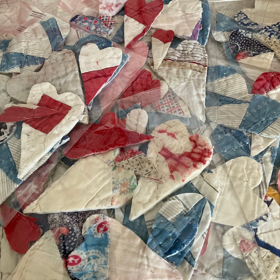 Vintage quilt hearts