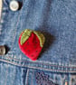 Strawberry Velveteen textile art brooch  - Image 5