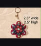 Embroidered Felt Flower bag Charm – Beaded pink Keyring Accessory - Image 3