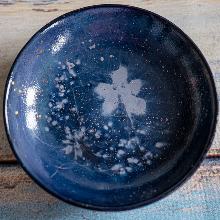 Cyanotype Trinket Dish with Love-in-a-Mist (Folksy124)