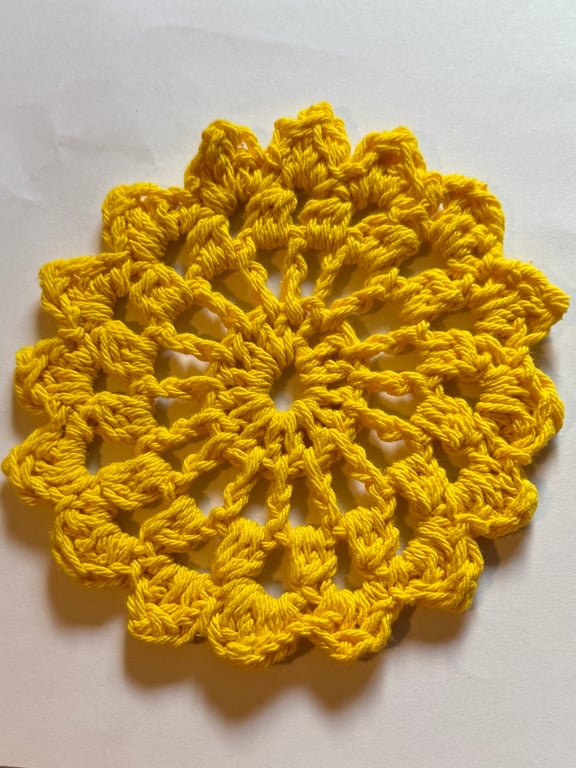 Crochet Coaster Primrose Yellow