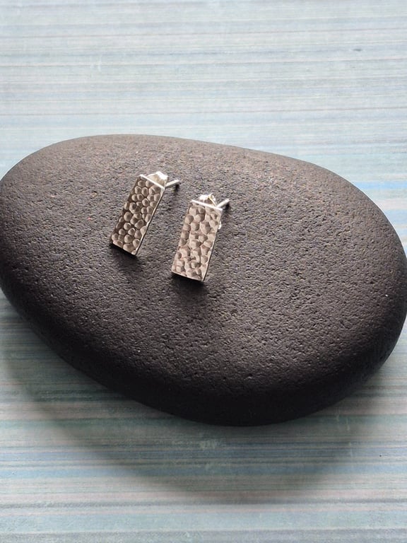  Rectangular Beautiful Textured Stud Earrings Sterling Silver 925 