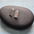  Rectangular Beautiful Textured Stud Earrings Sterling Silver 925 