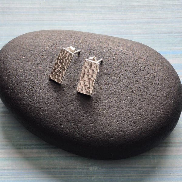  Rectangular Beautiful Textured Stud Earrings Sterling Silver 925 