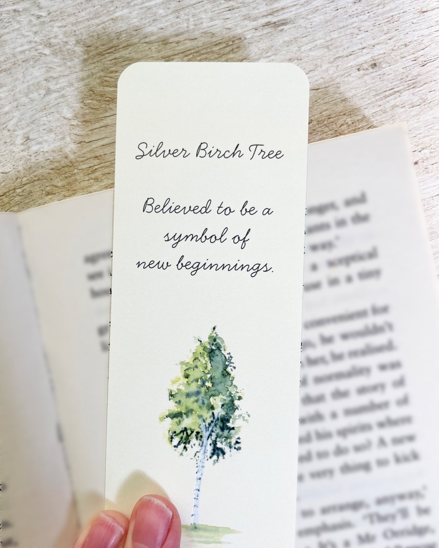 Silver Birch Tree Bookmark With Motivational Words - Double Sided 
