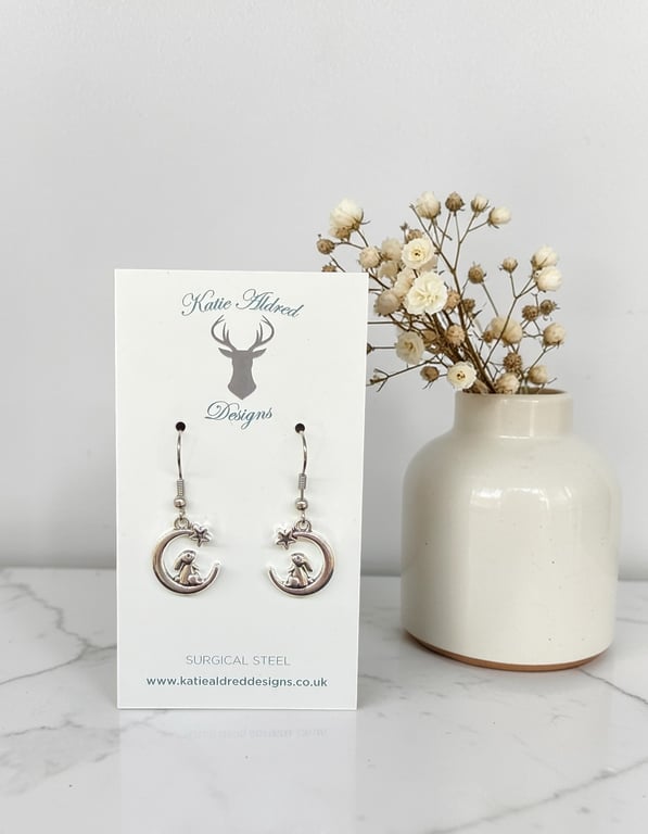 Charm Earrings - Rabbit in Moon
